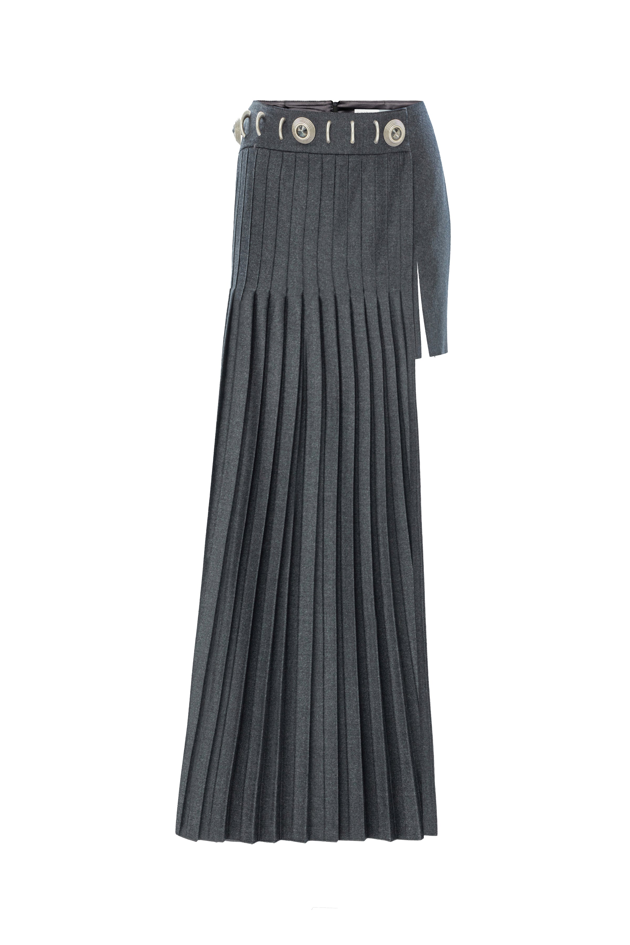 Long wool pleated skirt best sale