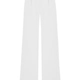 White Linen Pleated Pants With Gold Chain Details