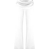 White Pants With Draped Skirt Detail