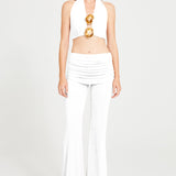White Pants With Draped Skirt Detail