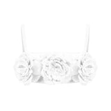 White Linen Bustier Top With Flower Details