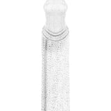 White Lace Crochet Halter Neck Maxi Dress With Embroidery Details