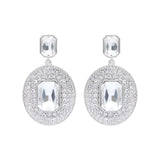 Silver Metal Earrings With Crystals And Silver Stones