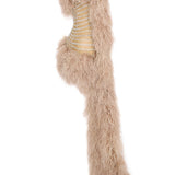 Baguette Crystal Striped Tulle One Shouldered Mini Dress With Feathers