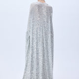 Chiffon Silver Fully Sequined Kaftan With Crystal Belt