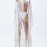 Floral Embroidered Transparent Kaftan With Handmade Belt