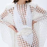 Floral Embroidered Transparent Kaftan With Handmade Belt