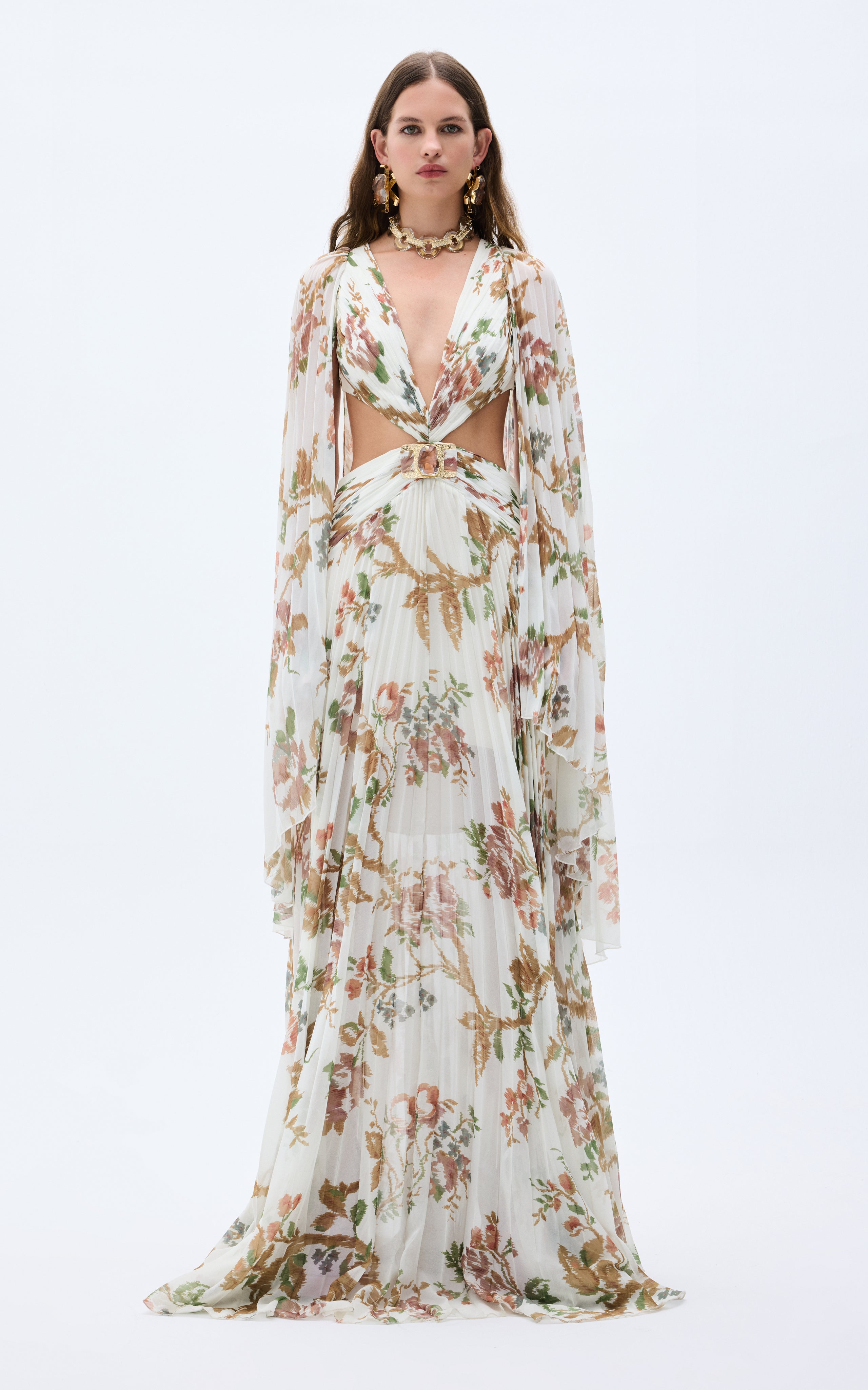 flower print chiffon dress Pink Floral Mesh Dress - Ruffle Layers & Puff Sleeves