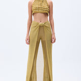 Glittered Gold Knit Pareo Pants