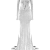 Maxi Dress With Wavy Transparent Deep Decollete Detail