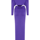 Purple Jersey Maxi Dress with Crystal Stoned Details