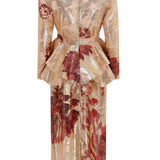 Floral Printed Midi Dress with Ruffle Details