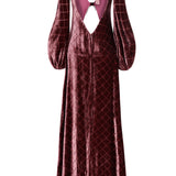 Velvet Maxi Dress with Buckled Cleavage Detail