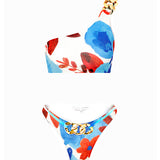 One Shouldered Bikini Set With Chain Detail