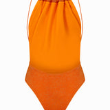 Glittered Halter Neck Swimsuit With Chain Belt Detail
