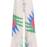 Patterned Satin Loose Pants With Knit Belt