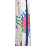 Patterned Satin Loose Pants With Knit Belt