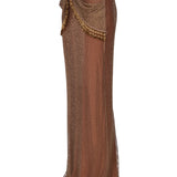 Crystal-Embellished Fishnet Maxi Skirt With Beaded Fringe Details