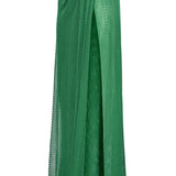 Knit Maxi Skirt With High Slit And Gold Buckle Details