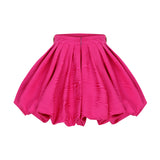 Mini Balloon Faille Skirt With Gold Buckles