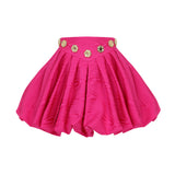 Mini Balloon Faille Skirt With Gold Buckles