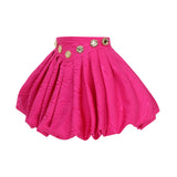Mini Balloon Faille Skirt With Gold Buckles