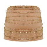 Gold Chain and Rhine Stone Chiffon Mini Skirt With Gemstone Details