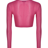 Knit Long Sleeve Crop Top With Gold Buckle