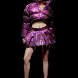 Purple Ecose Taffeta Mini Puffy Skirt