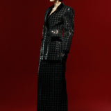 Black Sequined Tweed Mini Blazer Dress