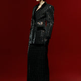 Black Sequined Tweed Mini Blazer Dress