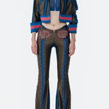 Green Flower Embroidered Spanish Pants
