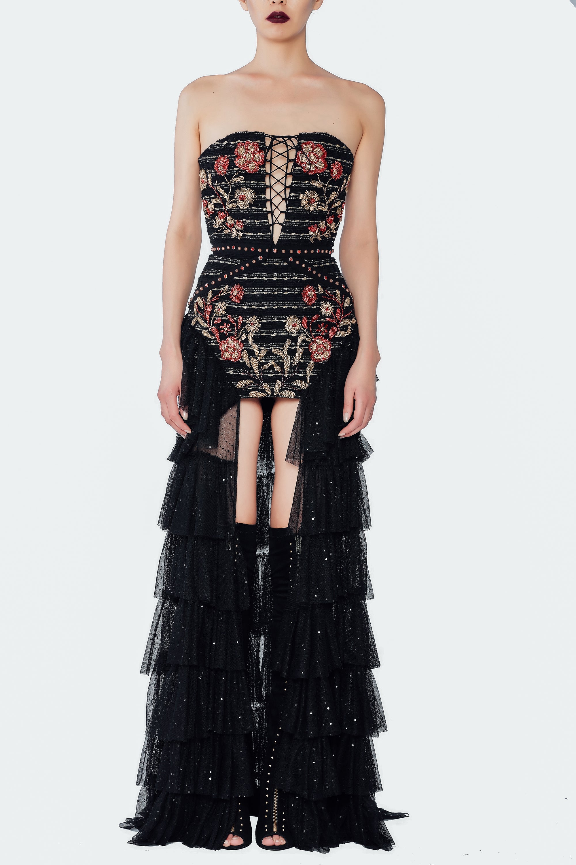 Black And Gold Maxi Dress RAISA VANESSA INT Black And Gold Maxi Dress RAISA VANESSA INT