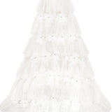 White Flower Embroidered Strassed Maxi Skirt