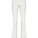 White Crochet Hand Embroidery Pants With See Through Leg Detail