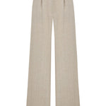Beige Linen Pleated Pants