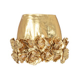 Gold Mini Skirt With Flower Details
