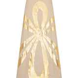 Beige Linen Maxi Skirt With Gold Pattern Detail