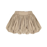 Beige Linen Puffy Mini Skirt