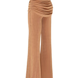 Tan Pants With Draped Skirt Detail