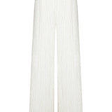 White Embroidery Striped Pleated Pants