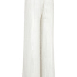 White Embroidery Striped Pleated Pants