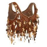 Bronze Beaded Tulle Crop Top With Dripping Gold Sequin And Embroidery Details