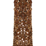 Bronze Beaded Tulle Maxi Skirt With Dripping Gold Sequin And Embroidery Details