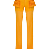 Orange Pants With Ruffle Details