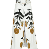 Printed Midi Skirt With Belt And Gold Accessory Details
