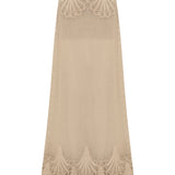 Beige Crochet Maxi Skirt With Lace Details