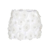 3D Flower Beaded White Mini Skirt