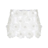 White Mini Skirt With Beaded Flower Details
