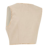 Beige Linen Vest With Gold Chain Details